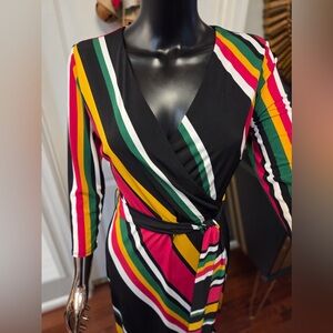 INC International Concepts Colorful Striped Wrap Dress